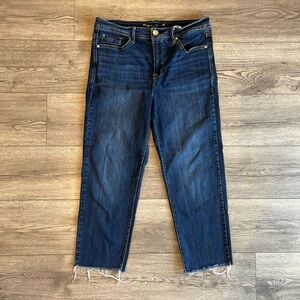 Seven7 Women’s Dark Wash Denim Jeans Cropped Capri Pant Fray Hem 10 24” Inseam